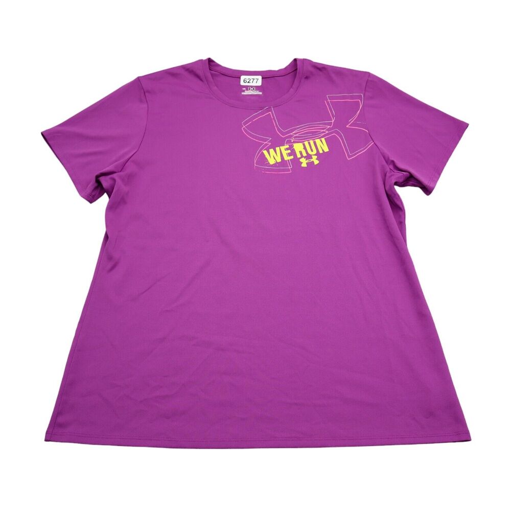Under Armour Shirt Women XL Purple We Run Heat Gear Athletic Lightweight Tee